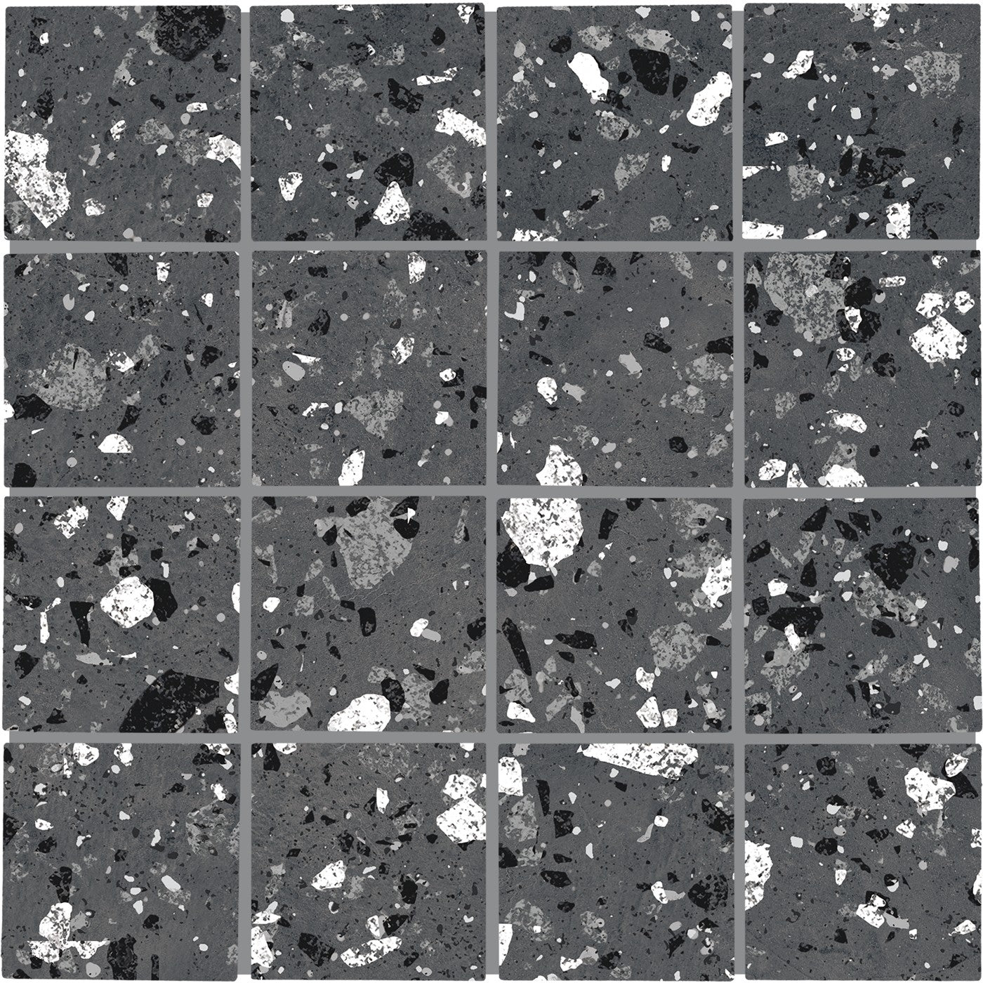 Daltile Poke Raven Flecks matte ceramic mosaic