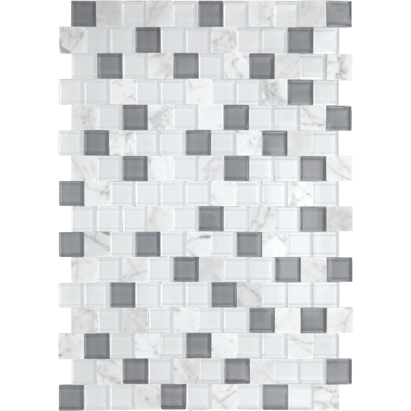Perfit Mosaix White Carrara & Glass 1x1 mosaic