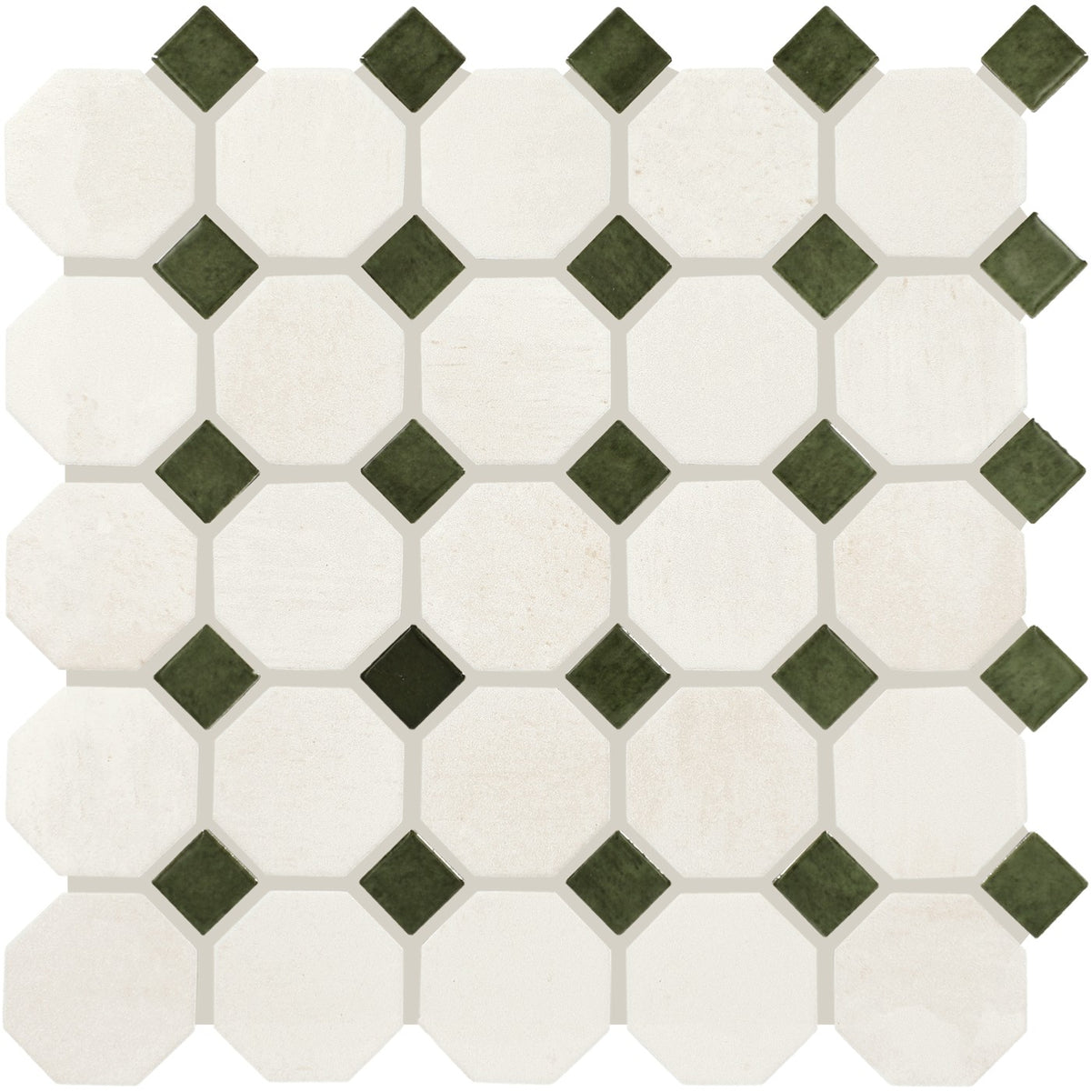 Daltile Relicca Pristine Nook octagon-dot mosaic