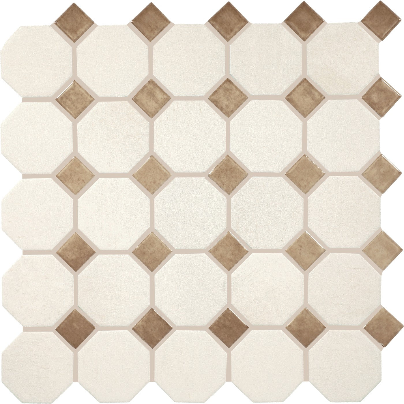 Daltile Relicca Pristine Foxed octagon-dot mosaic