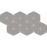 Daltile Scrapbook Memory Grey Asanoha 8in hexagon decor porcelain tile