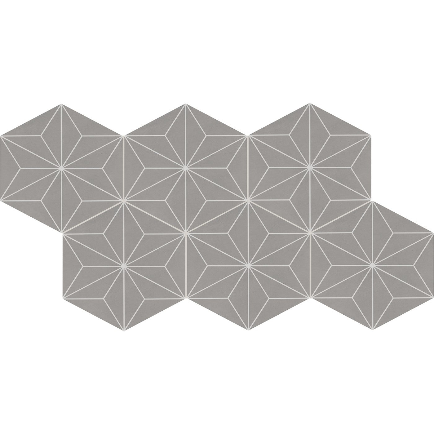 Daltile Scrapbook Memory Grey Asanoha 8in hexagon decor porcelain tile