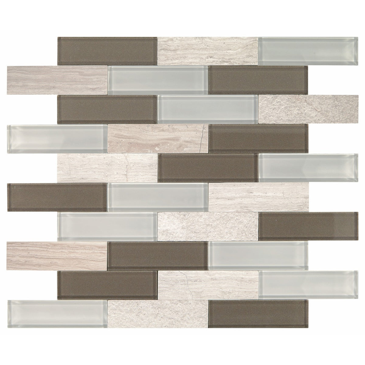 Daltile Simplystick Mosaix Chenille White stone and glass blend peel-and-stick mosaic