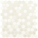 Daltile Uptown Glass Alabaster 1 inch hex mosaic