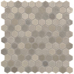 Daltile Uptown Glass Frost Moka 1 inch hex mosaic