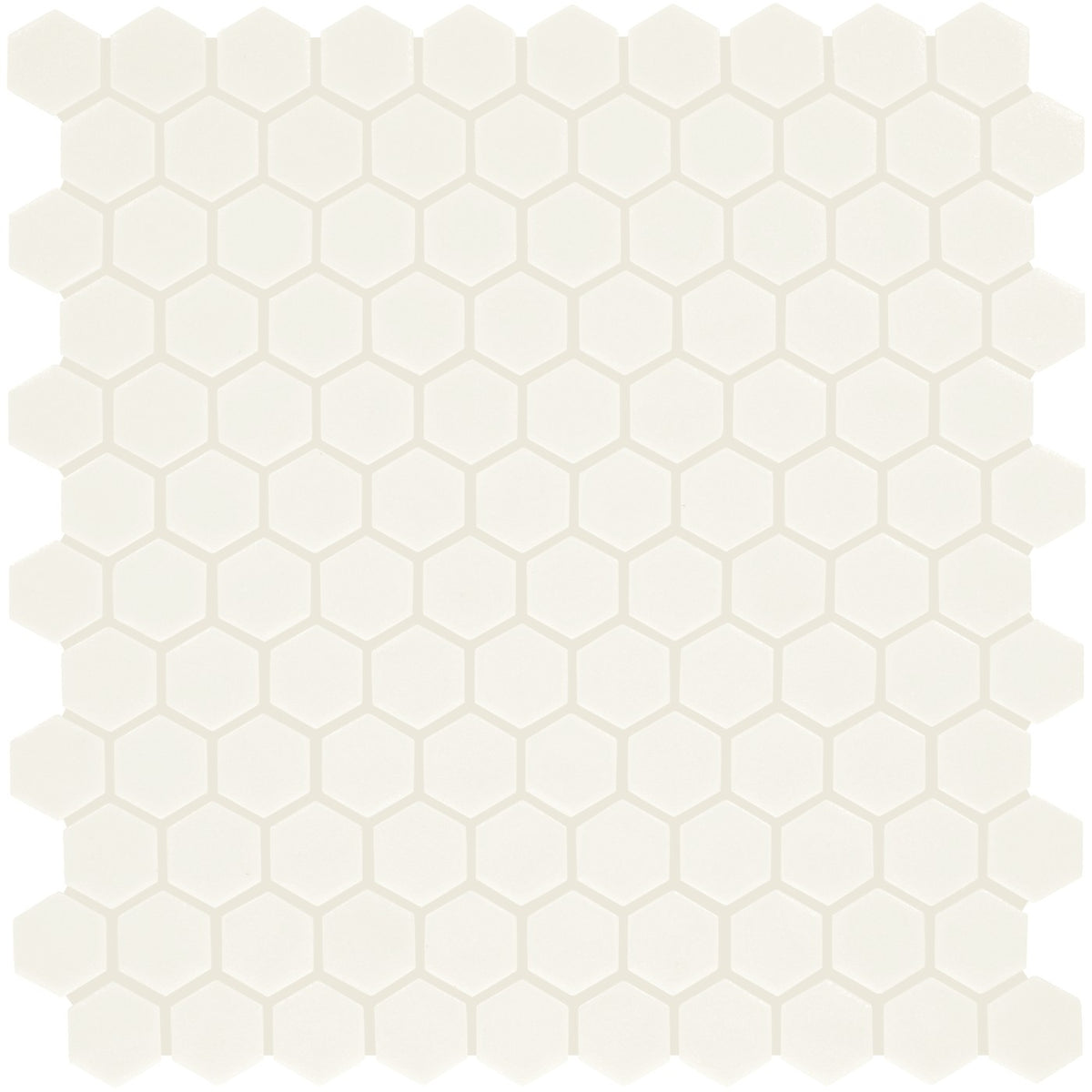 Daltile Uptown Glass Matte Alabaster 1 inch hex mosaic