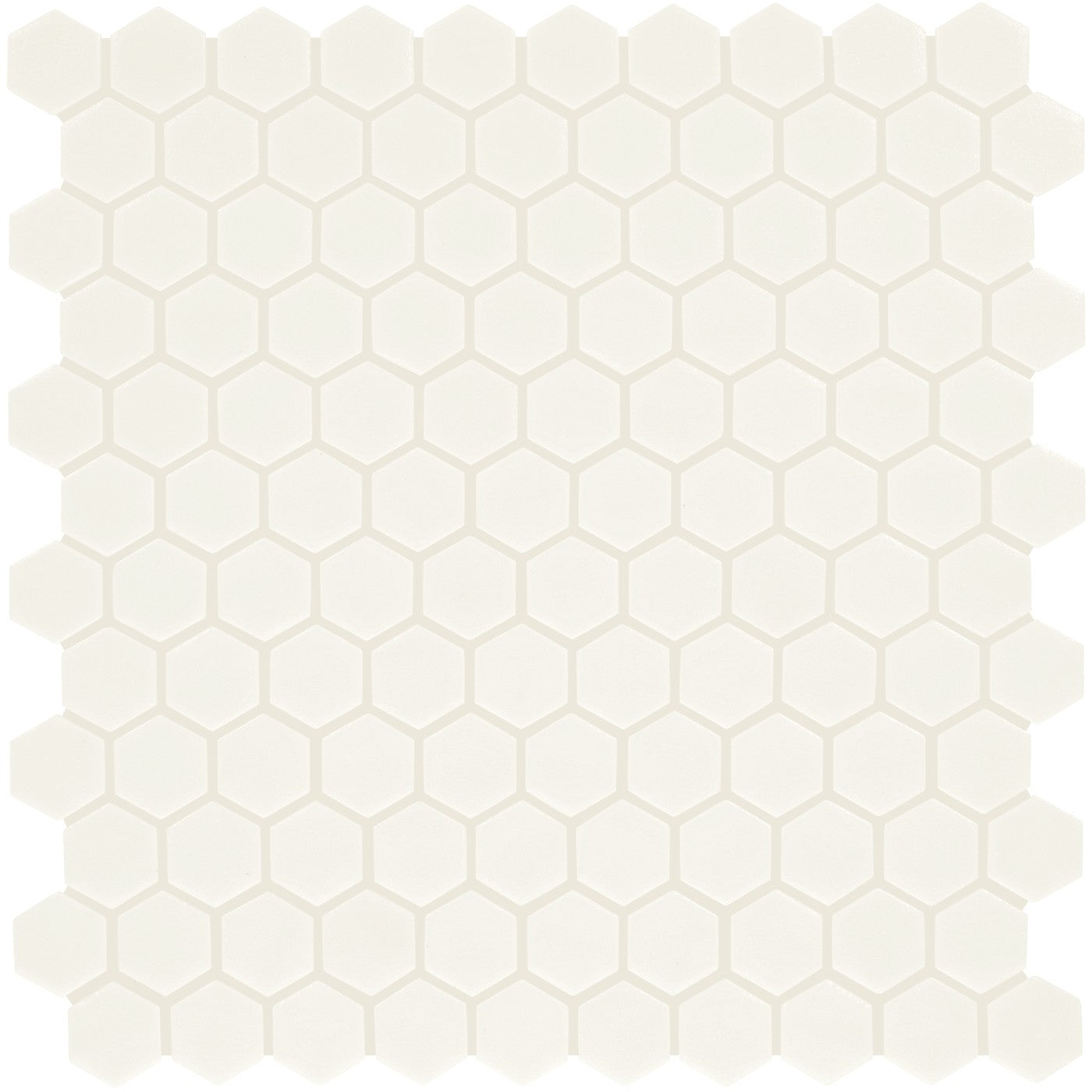 Daltile Uptown Glass Matte Alabaster 1 inch hex mosaic