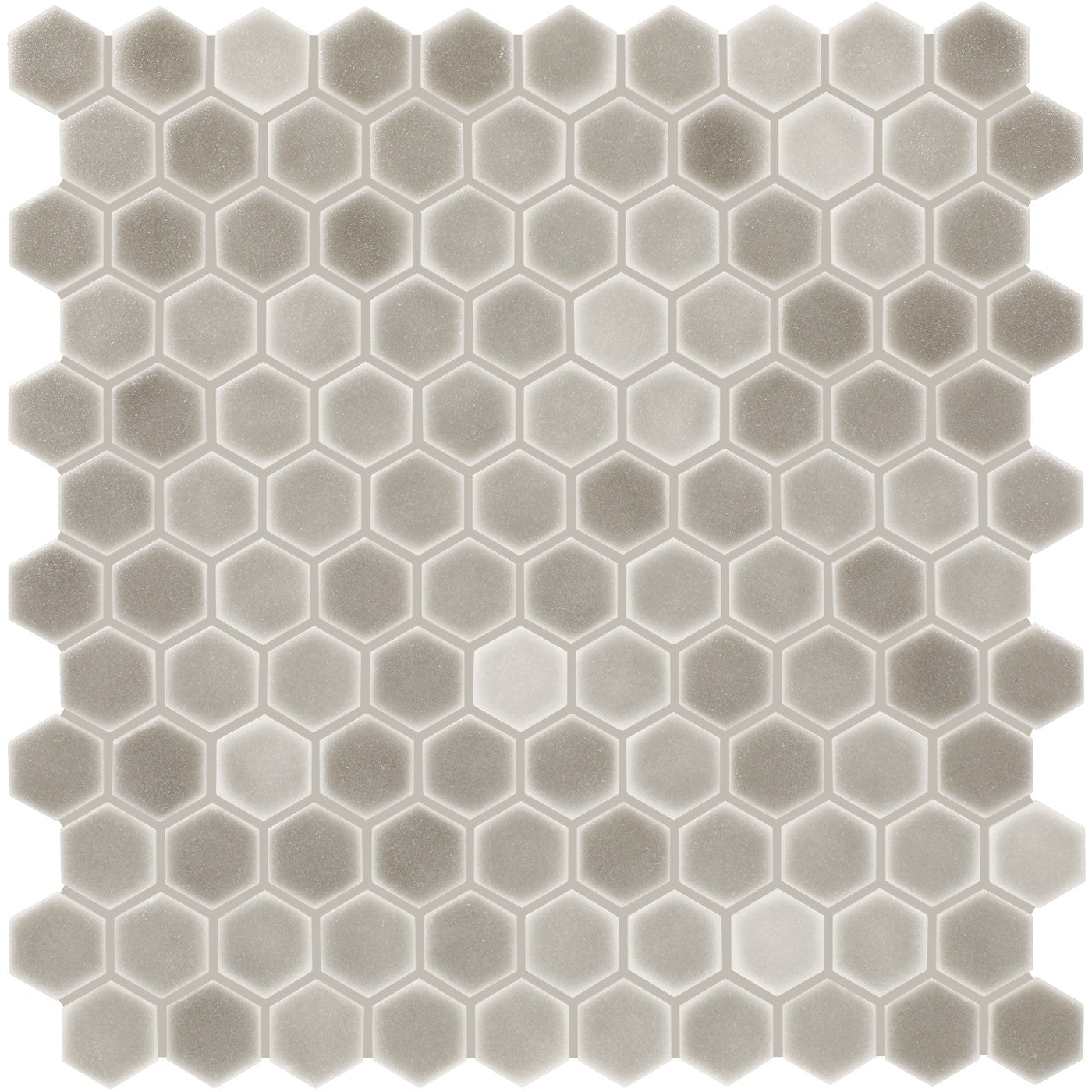 Daltile Uptown Glass Matte Frst Moka 1 inch hex mosaic