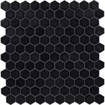 Daltile Uptown Glass Matte Ebony 1 inch hex mosaic