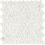 Daltile Uptown Glass Carrara 1 inch hex mosaic
