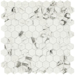 Daltile Uptown Glass Posh Resort 1 inch hex mosaic