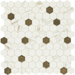 Daltile Uptown Glass Posh Chiffon 1 inch hex mosaic