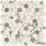 Daltile Uptown Glass Posh Bubbly 1 inch hex mosaic