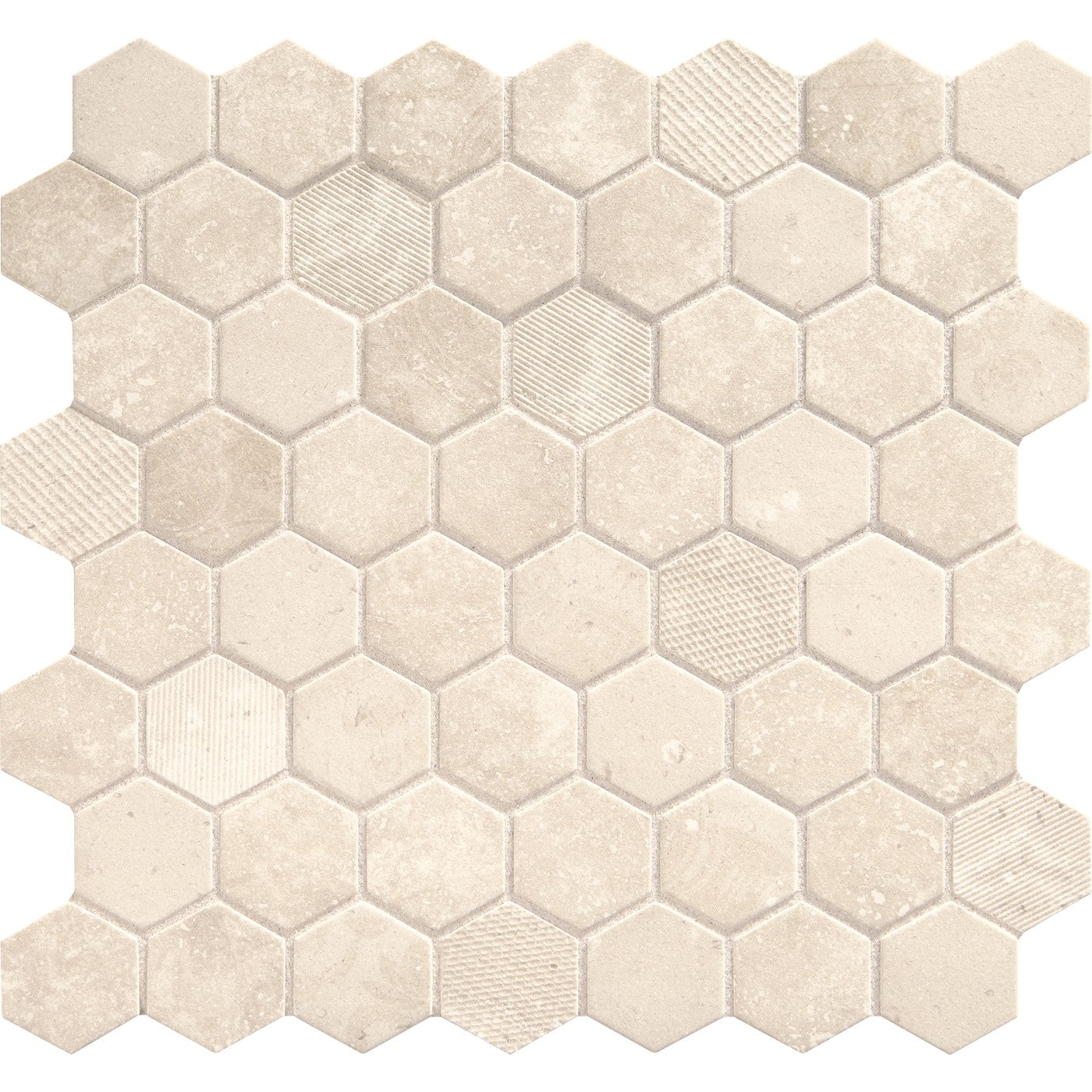 Daltile Vintage Hex mosaic in Antique Beige