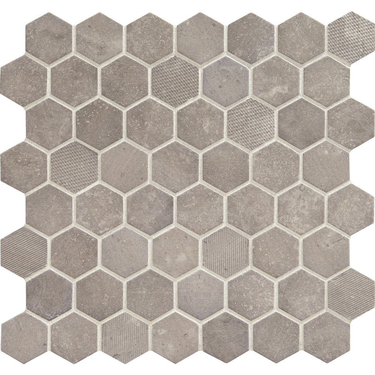 Daltile Vintage Hex mosaic in Artifact Gray