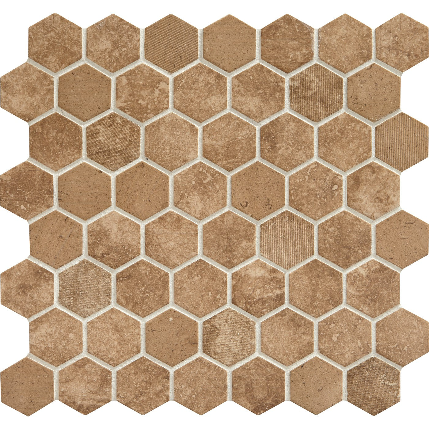 Daltile Vintage Hex mosaic in Legacy Sepia