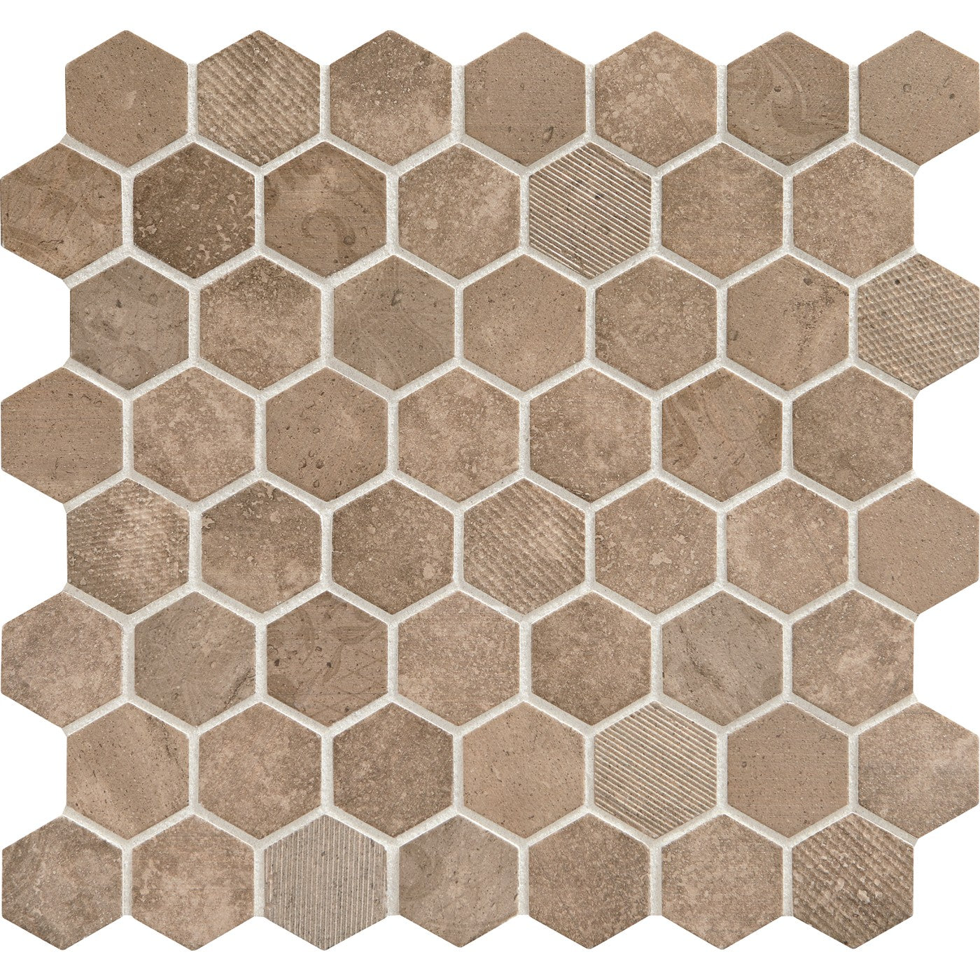 Daltile Vintage Hex mosaic in Relic Umber