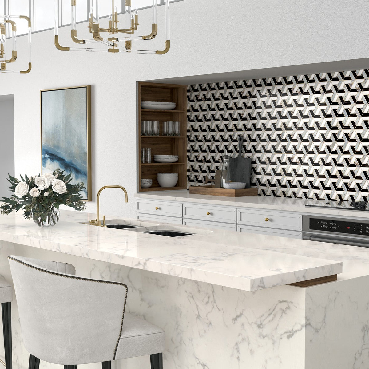Daltile Vivify glass mosaic room scene