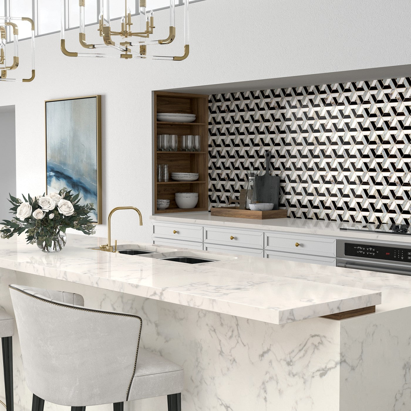 Daltile Vivify glass mosaic room scene