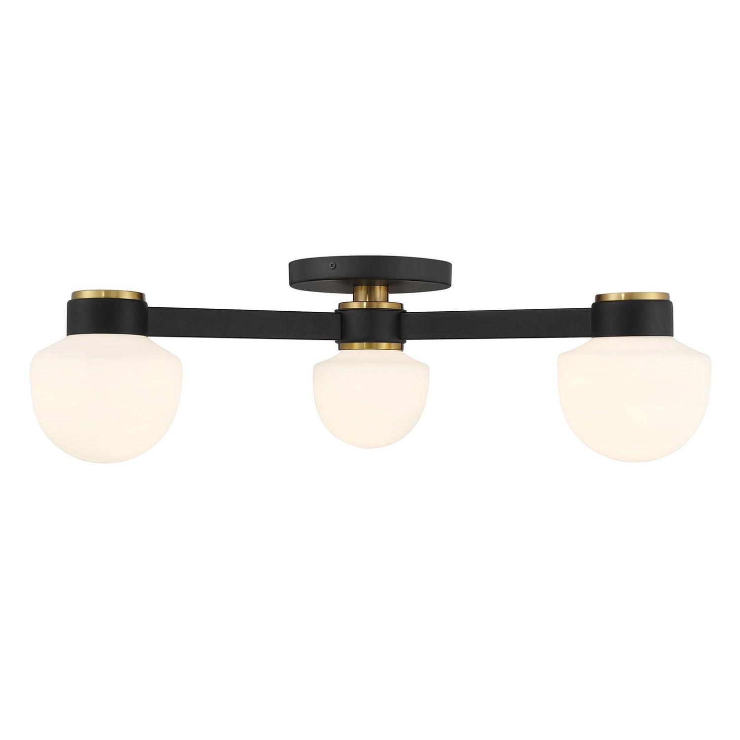 Meridian M60079MBK 3-Light Ceiling Light in Matte Black with Natural Brass
