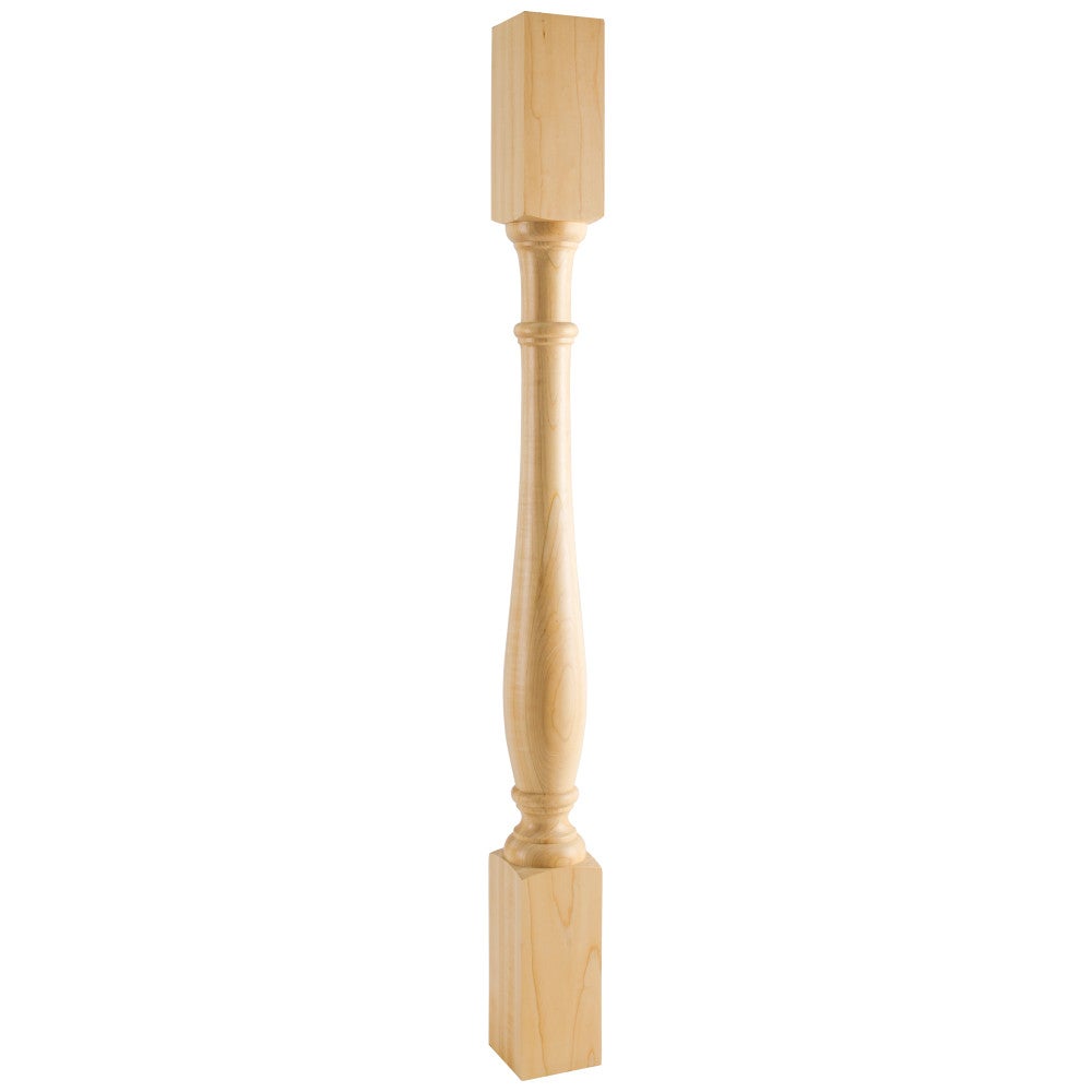 3-1/2" W x 3-1/2" D x 42" H Rubberwood Turned Post