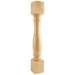 6" W x 6" D x 42" H Rubberwood Turned Post