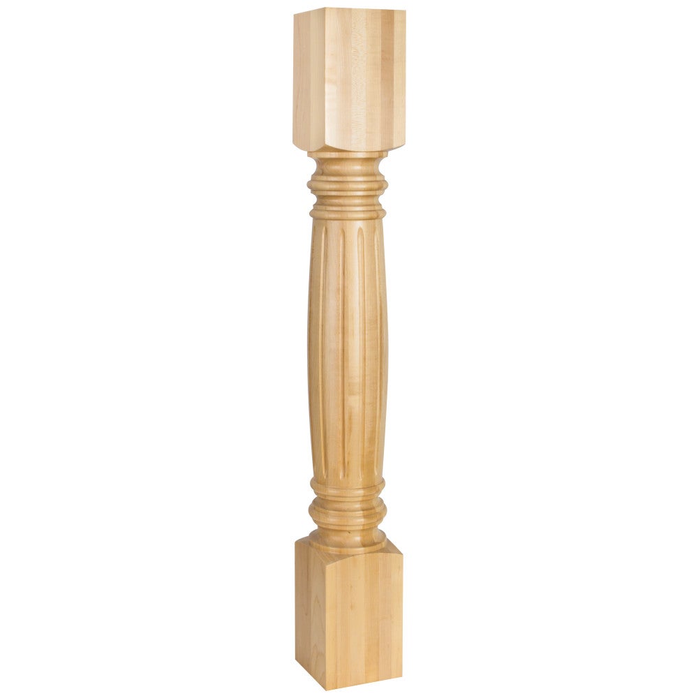 4-1/2" W x 4-1/2" D x 35-1/2" H Rubberwood Fluted Post