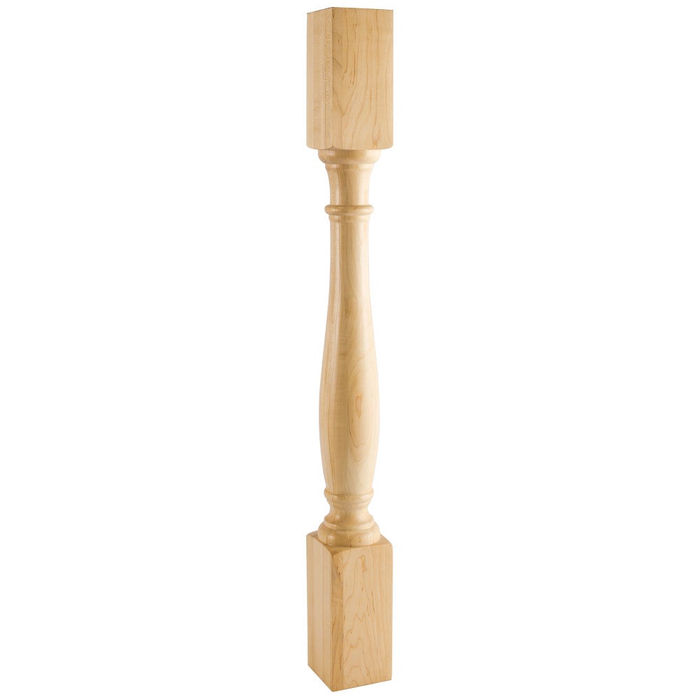 3-1/2" W x 3-1/2" D x 35-1/2" H Rubberwood Turned Post