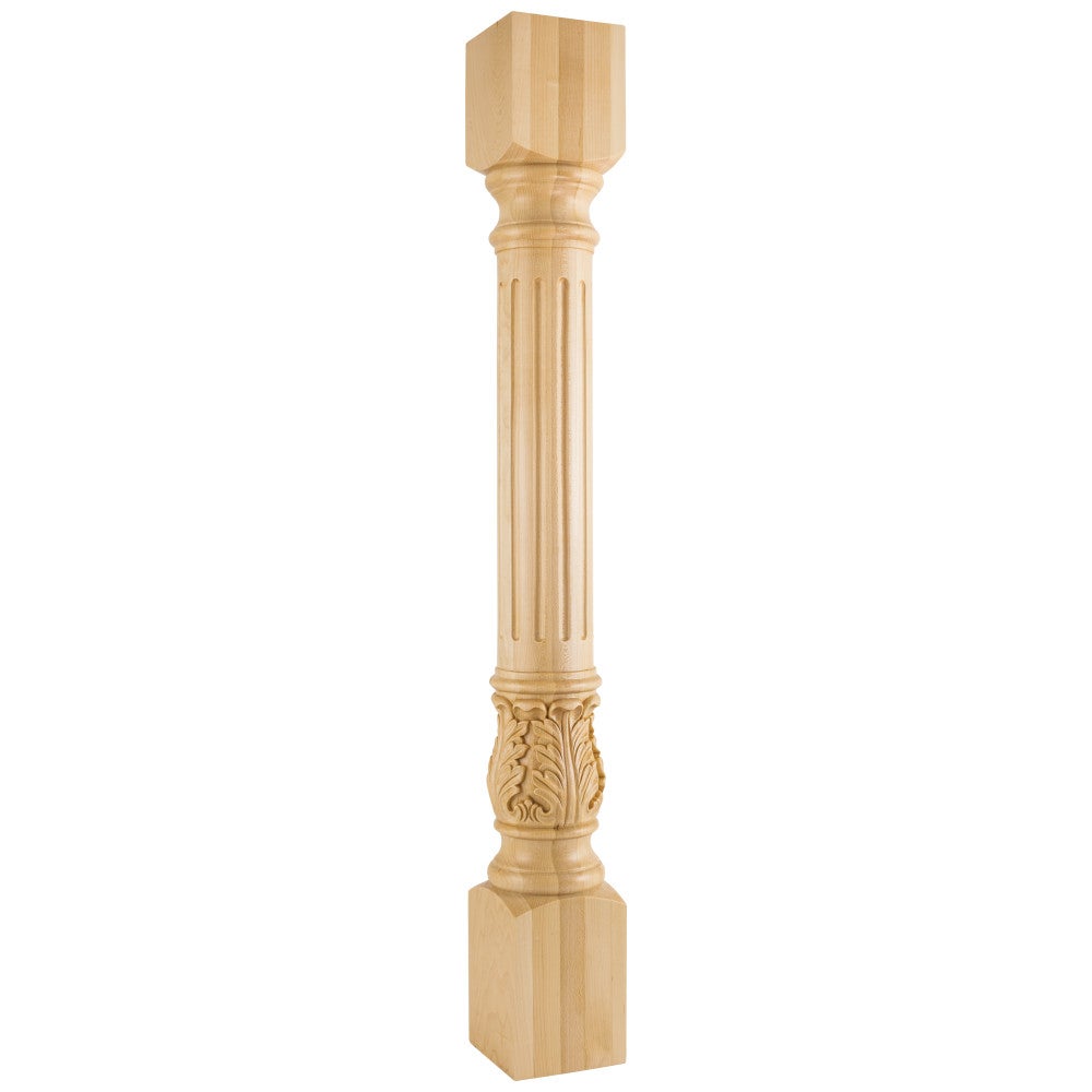 5" W x 5" D x 42" H Alder Fluted Acanthus Post