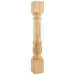 5" W x 5" D x 35-1/2" H White Birch Fluted Acanthus Post