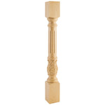 4" W x 4" D x 35-1/2" H Rubberwood Fluted Acanthus Post