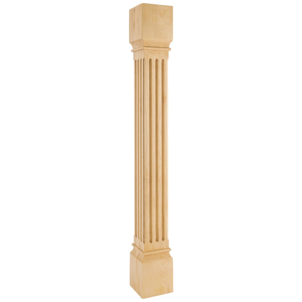 5" W x 5" D x 42" H White Birch Fluted Post