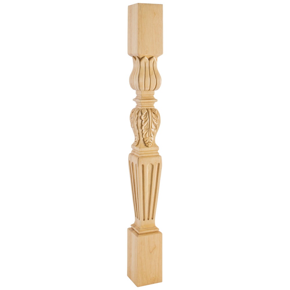 3-1/2" W x 3-1/2" D x 35-1/2" H Cherry Fluted Acanthus Post