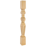3-1/2" W x 3-1/2" D x 35-1/2" H Hard Maple Fluted Acanthus Post