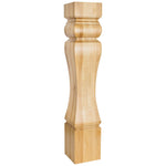 6-1/2" W x 6-1/2" D x 35-1/2" H Rubberwood Baroque Post