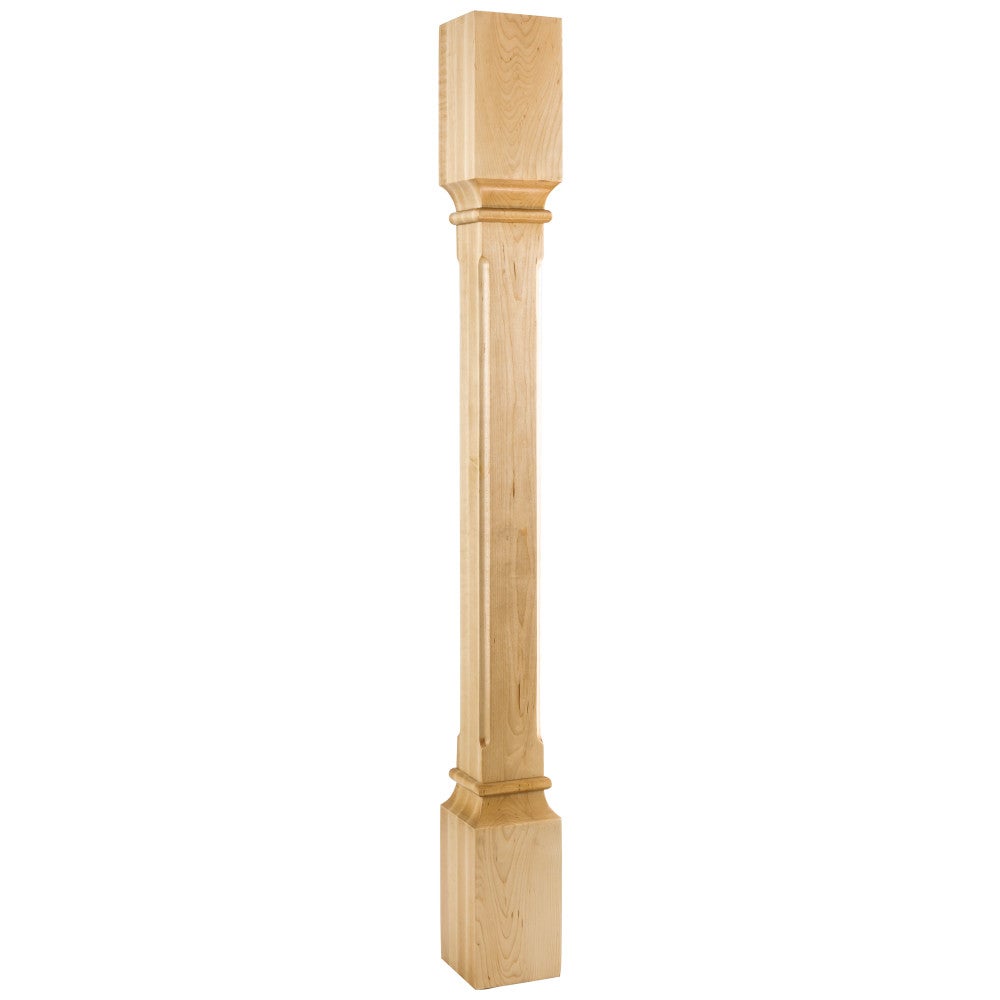 3-1/2" W x 3-1/2" D x 35-1/2" H Hard Maple Fluted Edge Post