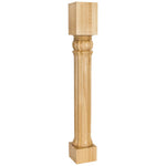 5" W x 5" D x 35-1/2" H Rubberwood Columnar Art Nouveau Post