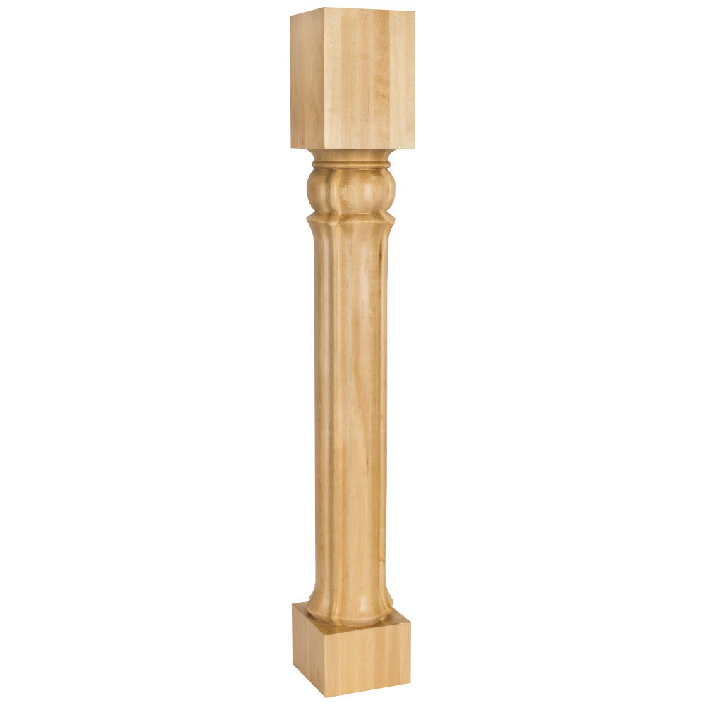 5" W x 5" D x 35-1/2" H Rubberwood Columnar Art Nouveau Post