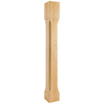 5" W x 5" D x 42" H Rubberwood Recessed Chamfered Post