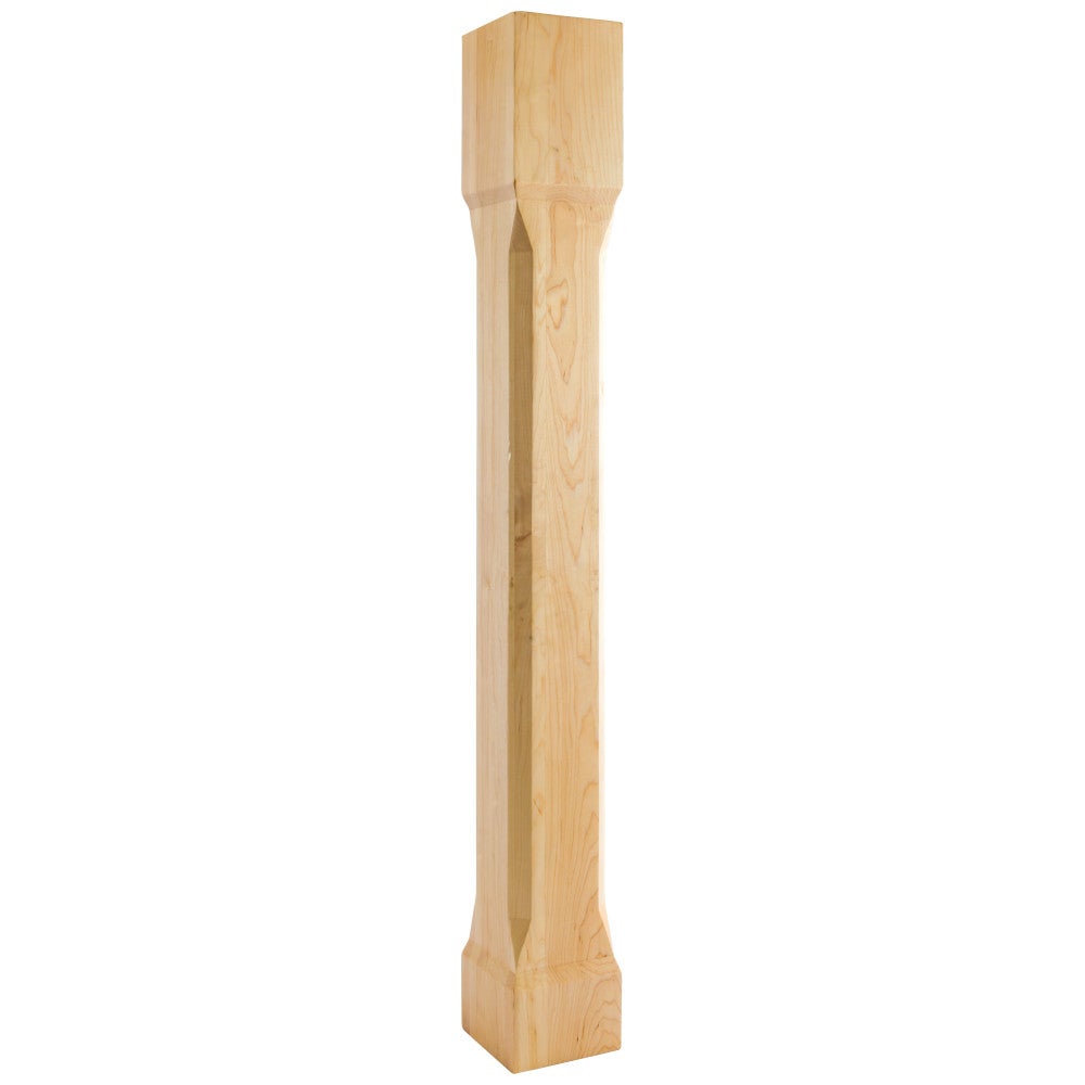 5" W x 5" D x 42" H Rubberwood Recessed Chamfered Post