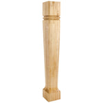 5" W x 5" D x 35-1/2" H Rubberwood Bullnose Tapered Post