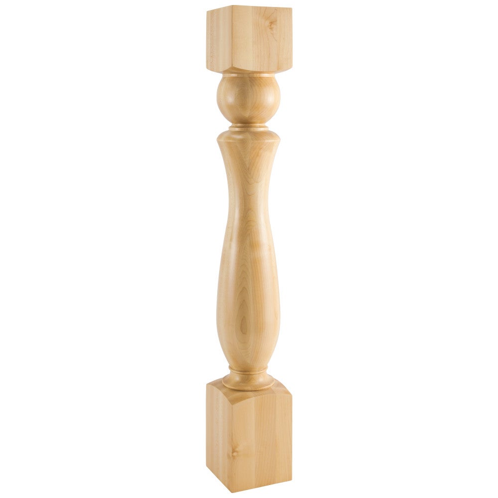 5" W x 5" D x 35-1/2" H Rubberwood Sphere Turned Post