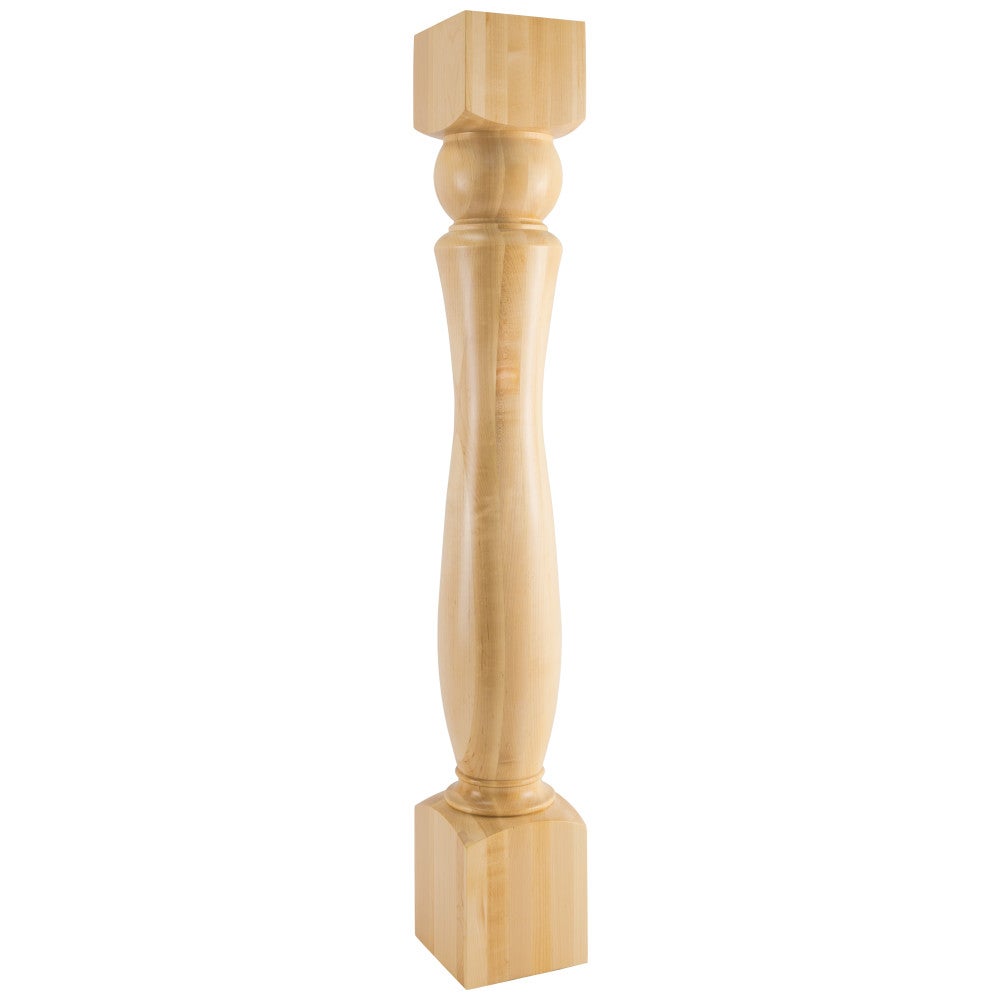 6" W x 6" D x 42" H Rubberwood Sphere Turned Post