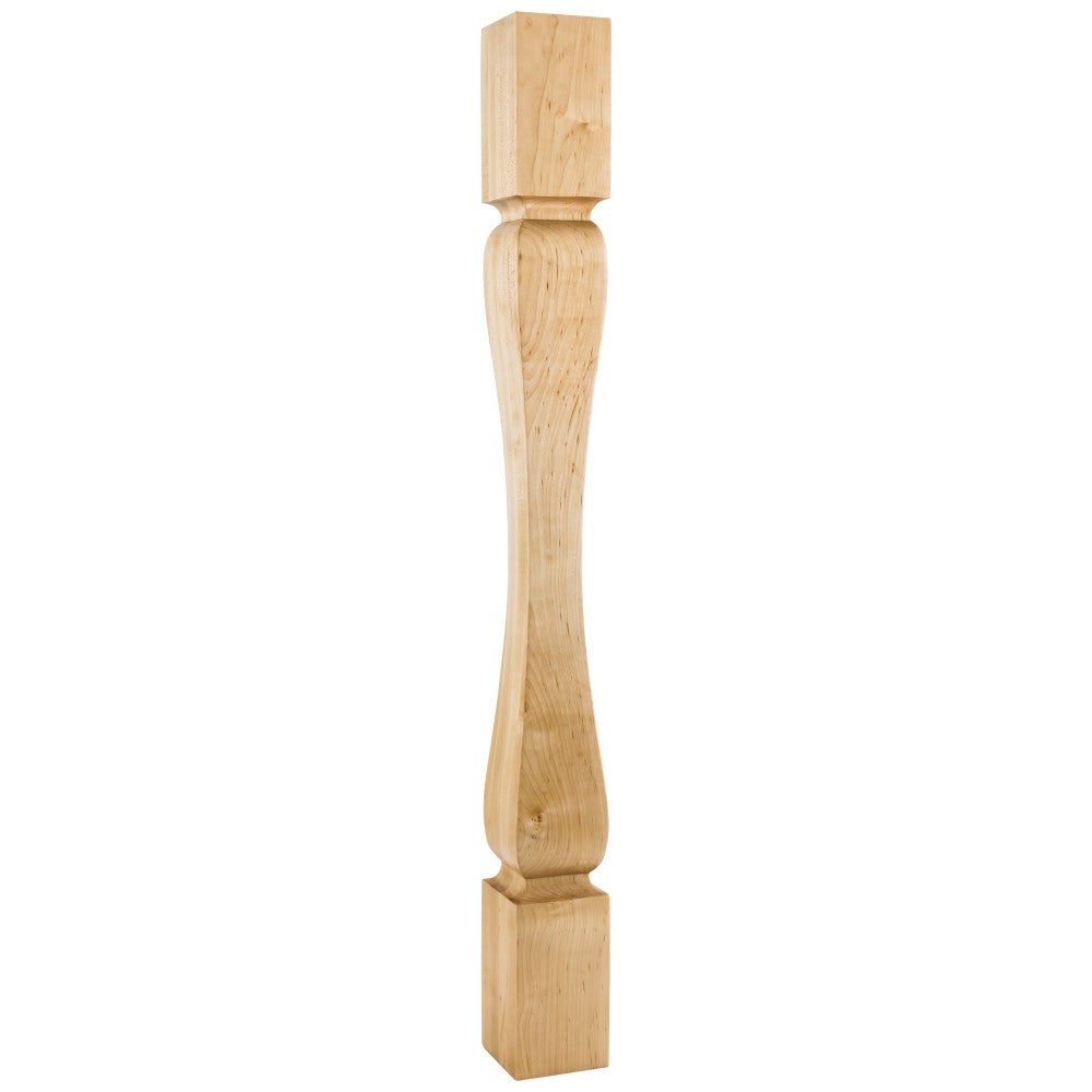 3-1/2" W x 3-1/2" D x 35-1/2" H Rubberwood Baroque Minimalist Post