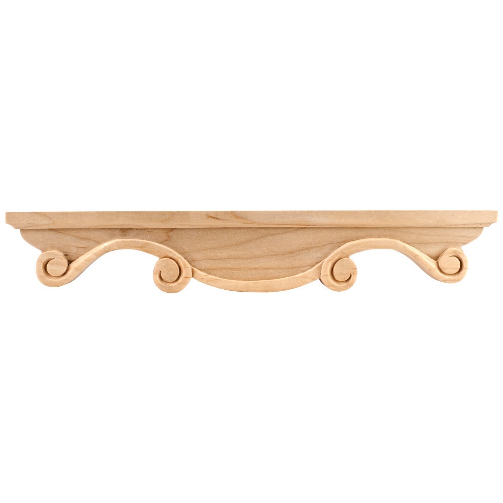 16" W x 1" D x 2-1/2" H Rubberwood Scrolled Middle Corner Foot