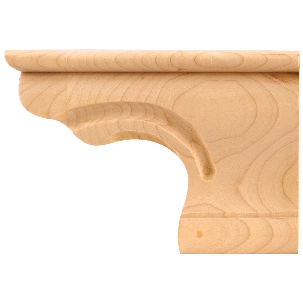 6-3/8" W x 1" D x 4-1/2" H Rubberwood Beaded Right Corner Pedestal Foot