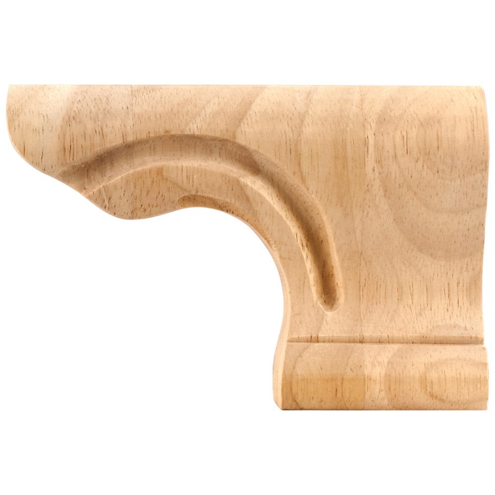 6" W x 1-1/8" D x 4" H Rubberwood Right Rounded Pedestal Foot