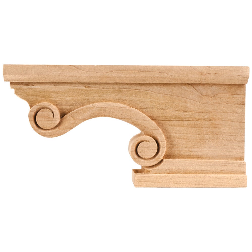 8-1/4" W x 1-1/2" D x 4-1/2" H Alder Scrolled Right Corner Foot