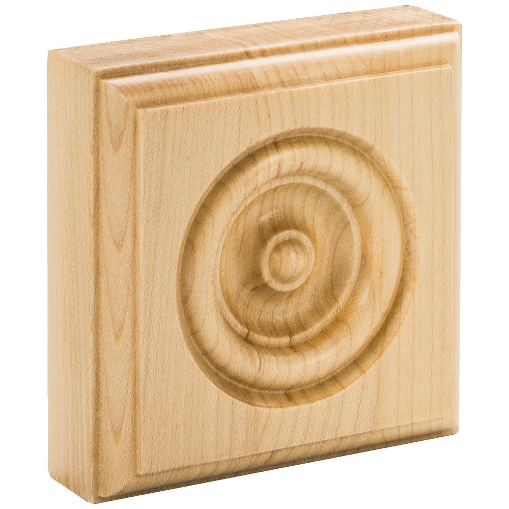 3-1/2" W x 1-1/8" D x 3-1/2" H Hard Maple Bead Edge Traditional Rosette