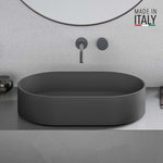 Ruvati Matte Black epiStone Solid Surface Modern Bathroom Vessel Sink - 23" - Matte Black